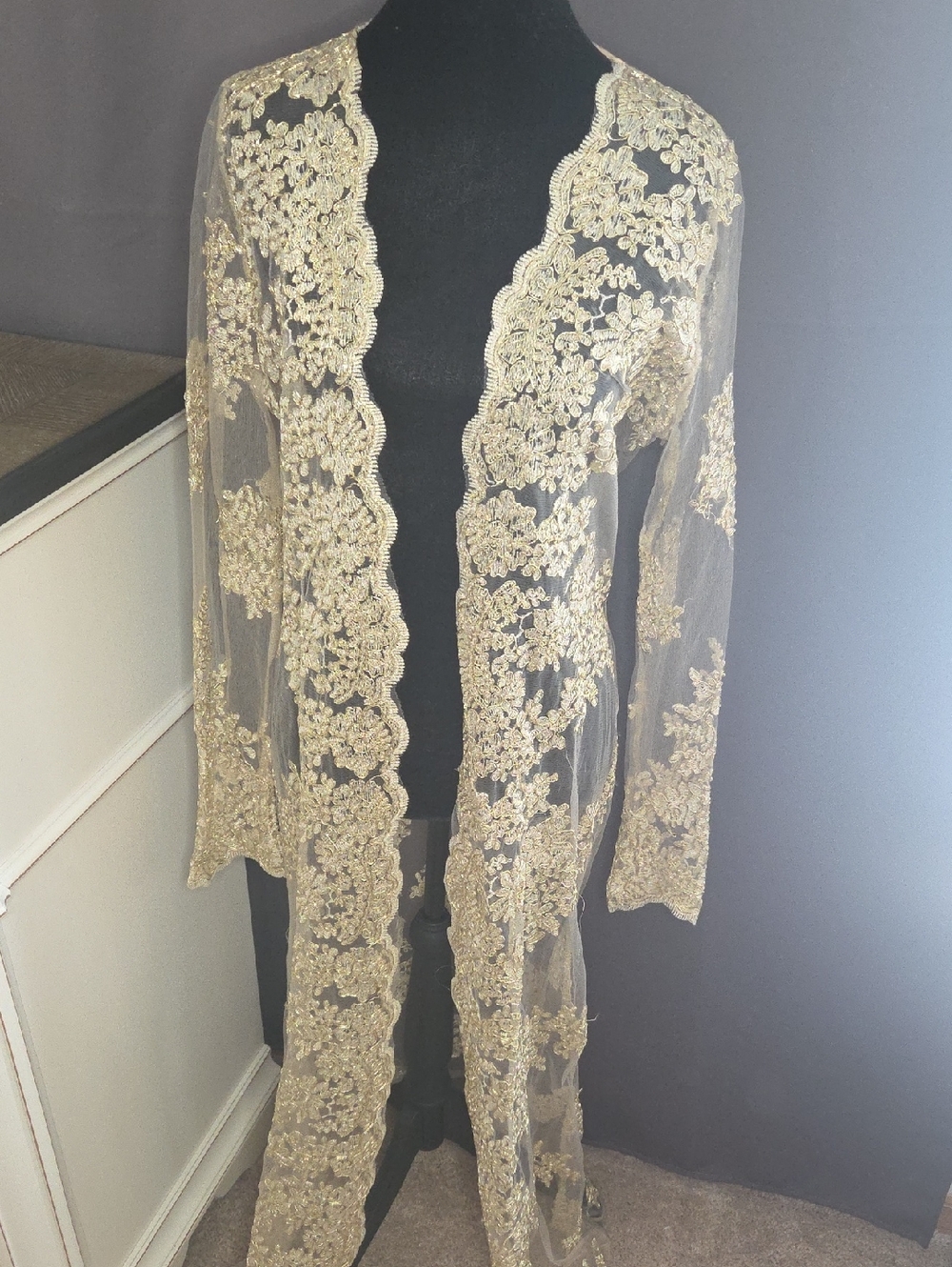 Windsor Gold Embroidered Sheer Overlay